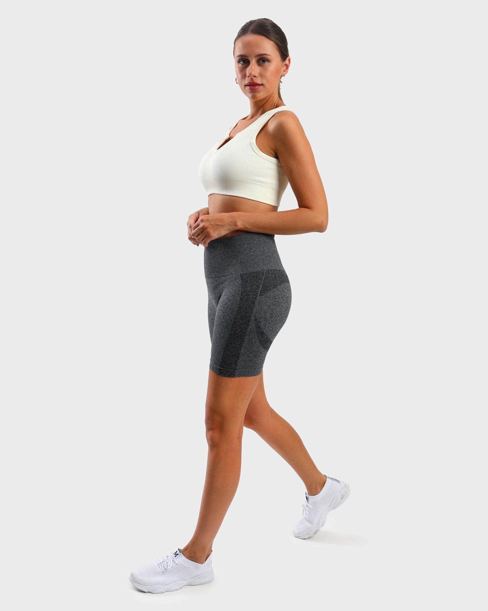 Seamless Flex Dark Grey Pattern Shorts - MIOFAR